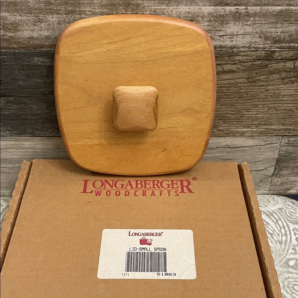 VINTAGE‎ NEW Longaberger Small Spoon Natural Wood Lid with Knob #51063